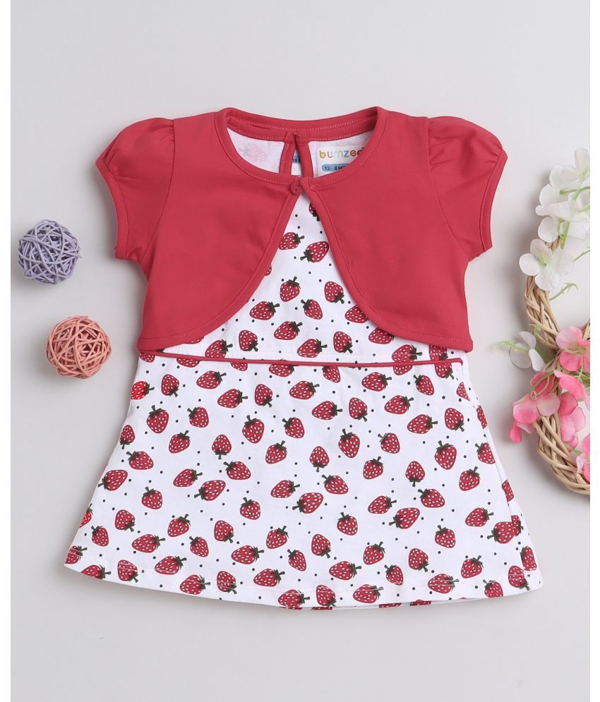     			BUMZEE - Red & White Cotton Baby Girl Frock ( Pack of 1 )