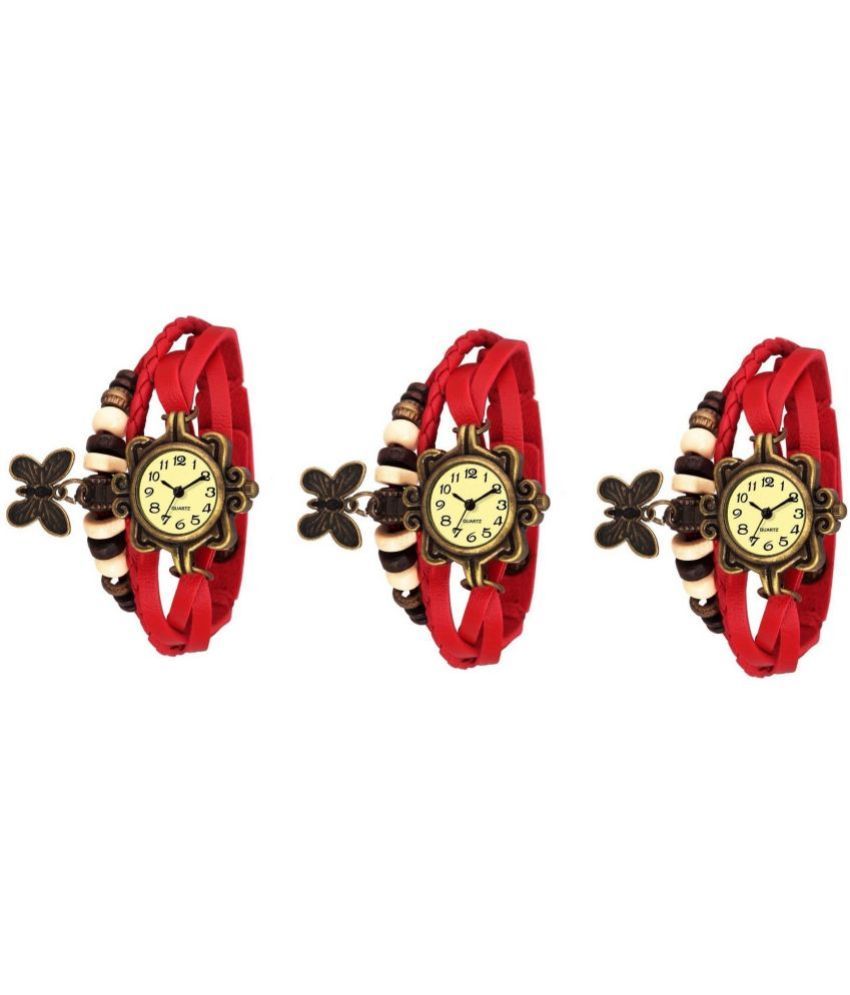     			Cosmic - Red Leather Analog Womens Watch