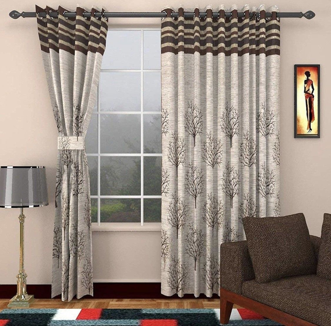     			FURNISHING HUT Nature Room Darkening Eyelet Curtain 5 ft ( Pack of 2 ) - Brown