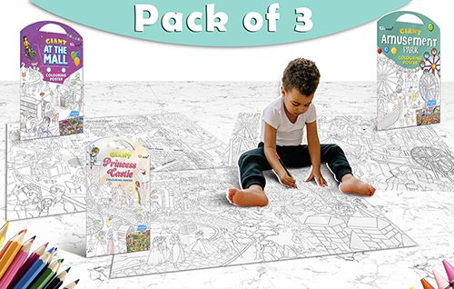     			GIANT AT THE MALL COLOURING POSTER, GIANT PRINCESS CASTLE COLOURING POSTER and GIANT AMUSEMENT PARK COLOURING POSTER | Combo pack of 3 Posters I Coloring Posters Giant Set