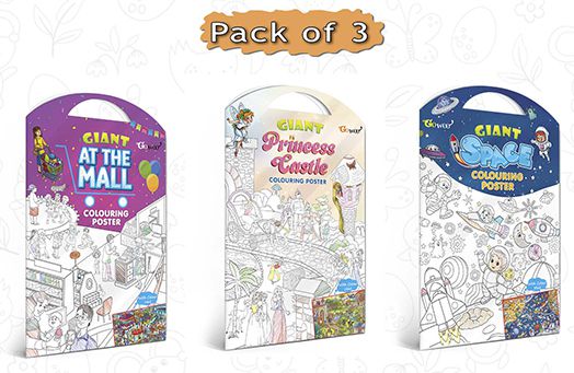     			GIANT AT THE MALL COLOURING POSTER, GIANT PRINCESS CASTLE COLOURING POSTER and GIANT SPACE COLOURING POSTER | Combo of 3 Posters I Coloring Posters Ultimate Collection
