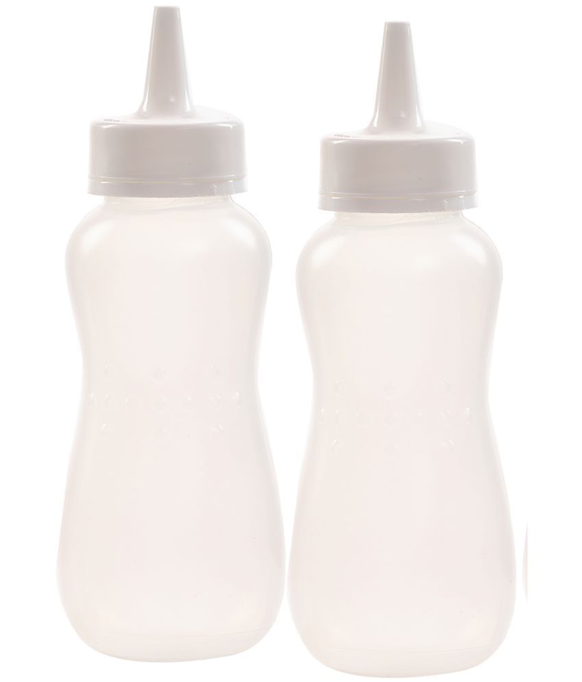     			HOMETALES Plastic Squeeze Bottle for Ketchup Honey Sauce Dispenser Bottle 750ml each, White, (2U)