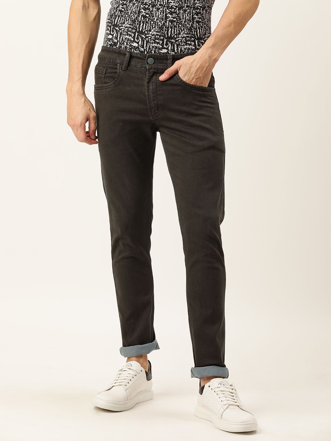     			IVOC - Dark Brown Cotton Blend Slim Fit Men's Jeans ( Pack of 1 )