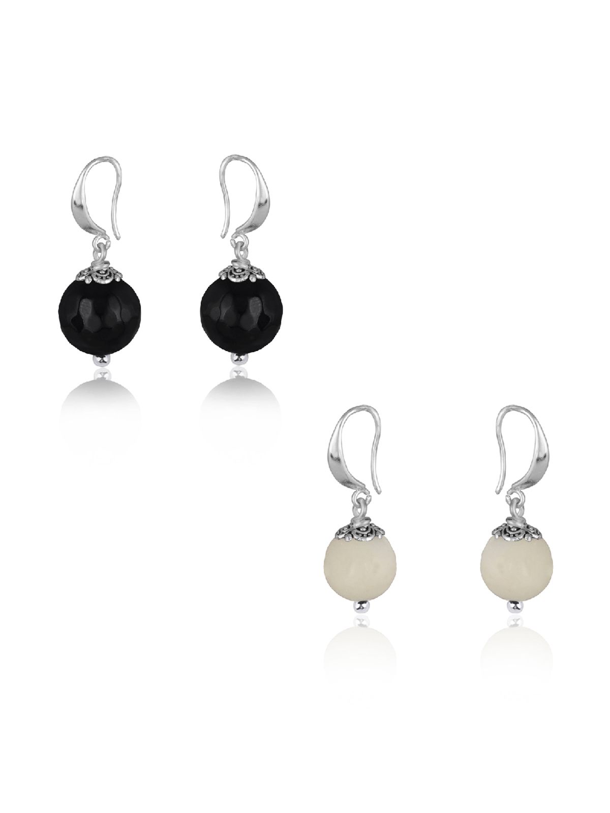     			JFL - Jewellery For Less - White Danglers Earrings ( Pack of 2 )