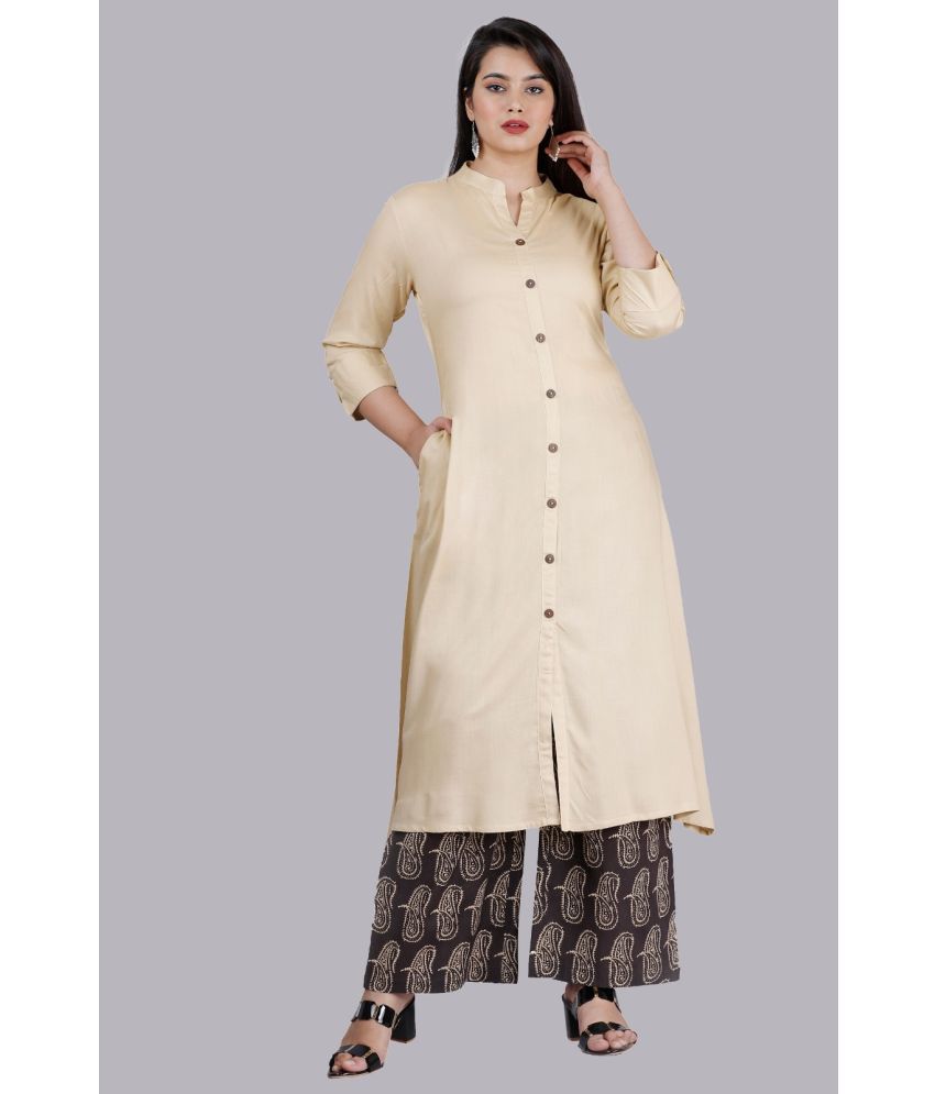     			MAUKA - Cream A-line Rayon Women's Stitched Salwar Suit ( Pack of 1 )