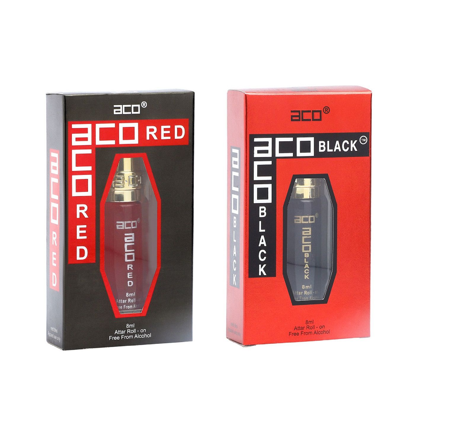     			aco perfumes ACO RED & ACO BLACK Concentrated  Attar Roll On 8ml COMBO SET