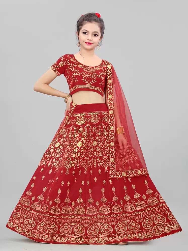 SKY HEIGHTS RED CHANDERI PARTY WEAR LEHENGA CHOLI SET - Buy SKY HEIGHTS RED  CHANDERI PARTY WEAR LEHENGA CHOLI SET Online at Low Price - Snapdeal