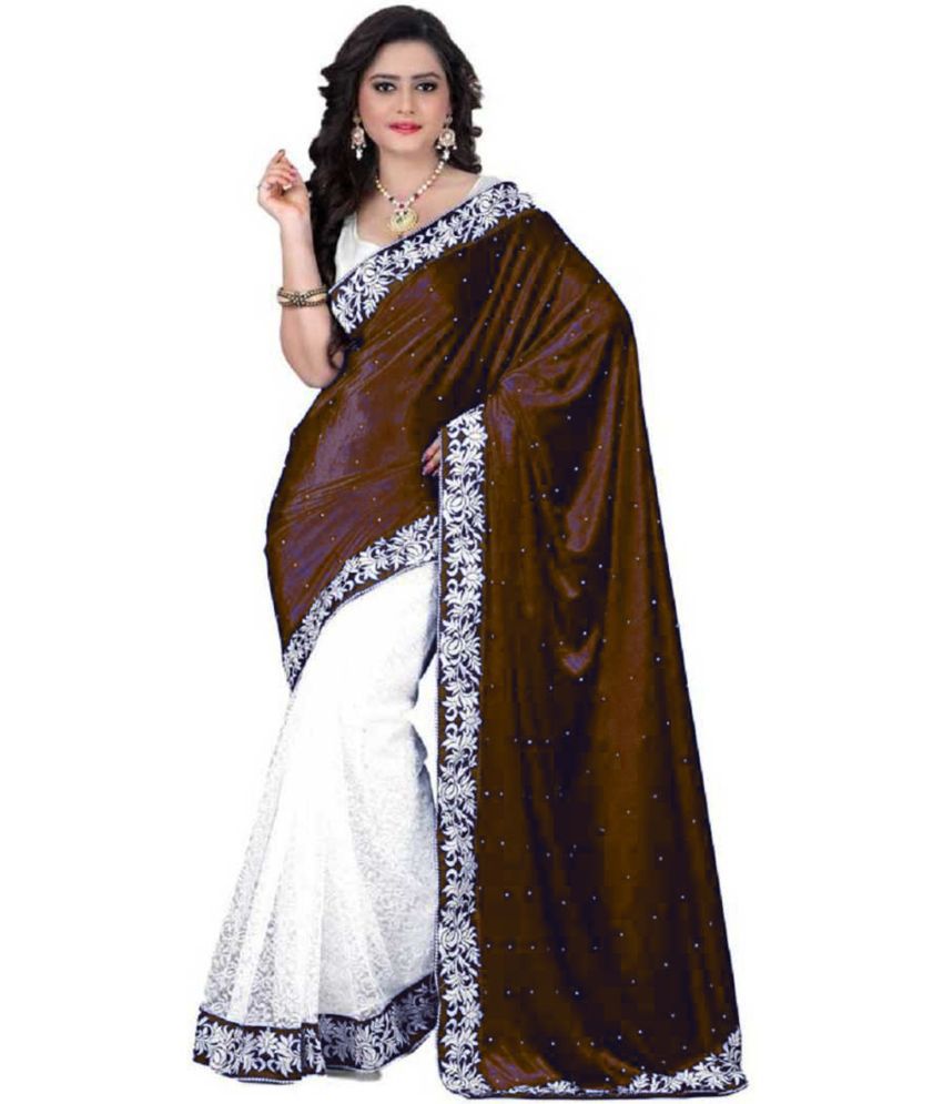     			Aika - Coffee Velvet Saree With Blouse Piece ( Pack of 1 )