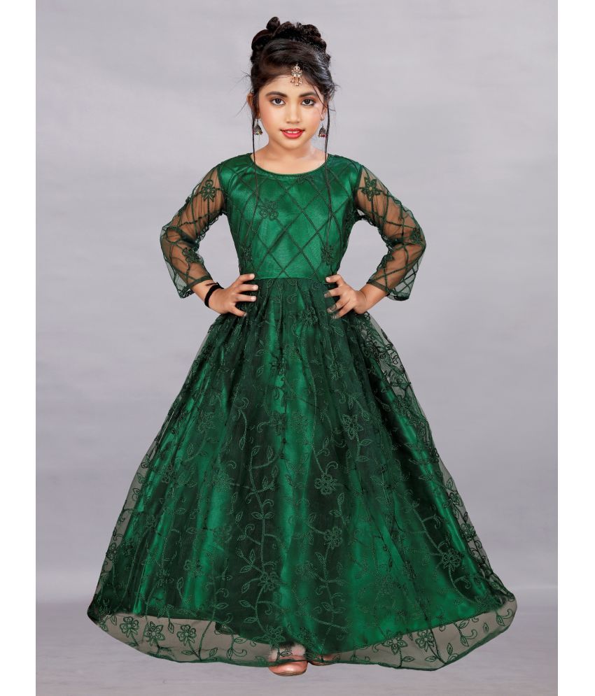     			Aika - Green Net Girls Gown ( Pack of 1 )