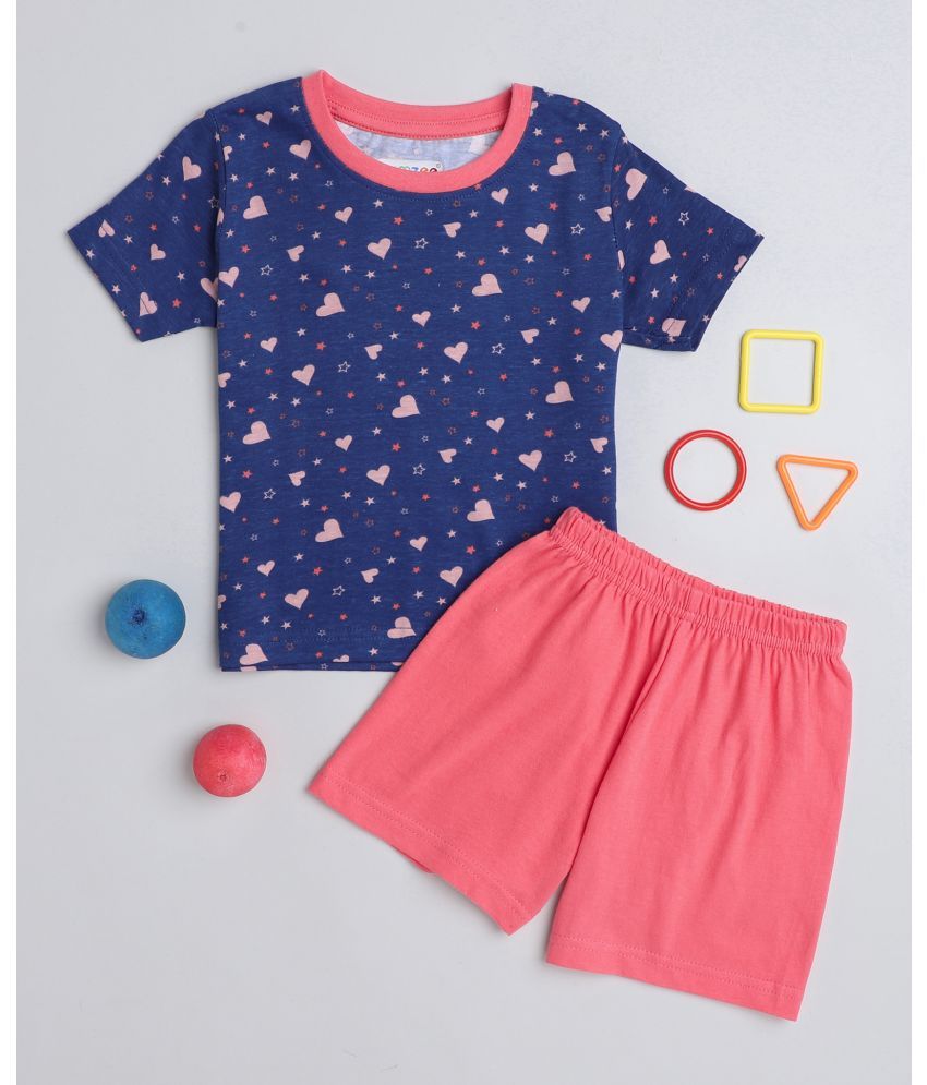     			BUMZEE - Navy Cotton Girls Top With Shorts ( Pack of 1 )