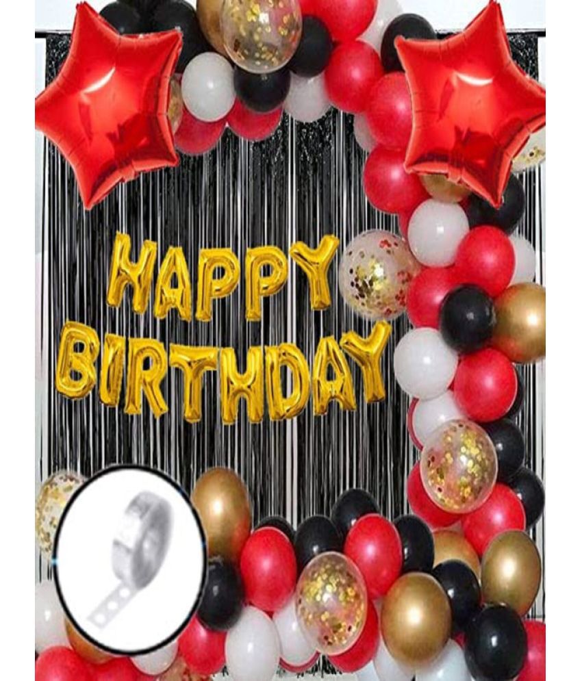     			Devdrishti Products Happy Birthday Decoration Combo Kit With Banner, Balloons, Foil Curtain (Set of 81)