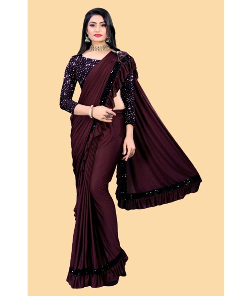     			JULEE - Brown Lycra Saree With Blouse Piece ( Pack of 1 )