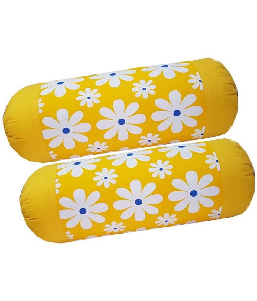     			MAHALUXMI COLLECTION - Pack of 2 Cotton Floral Regular Pillow Cover ( 78.74 cm(31) x 40.64 cm(16) ) - Yellow