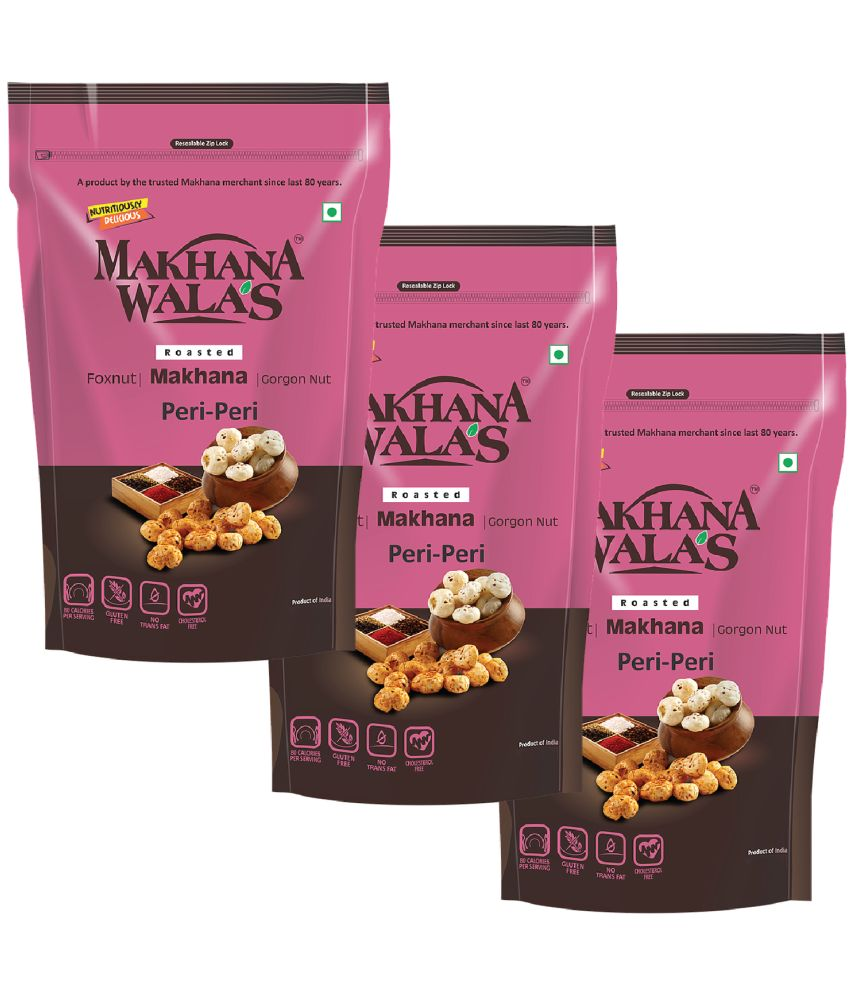     			Makhanawala's Roasted & Flavoured Makhana (Foxnuts) | Gorgon nut | Gluten Free Vegan Snacks | Healthy Diet Immunity Booster Snacks | Peri - Peri Flavored makhana, Pack of 3, 70 g Each.