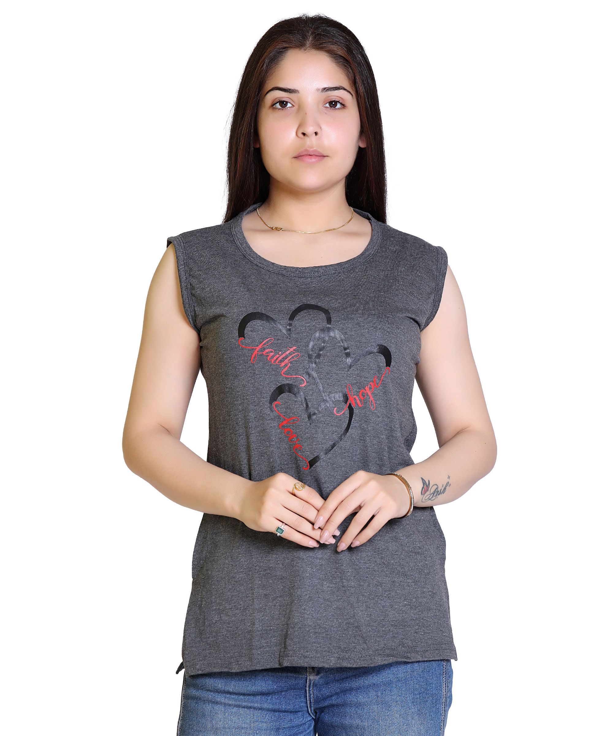     			Ogarti - Charcoal Cotton Blend Regular Fit Women's T-Shirt ( Pack of 1 )