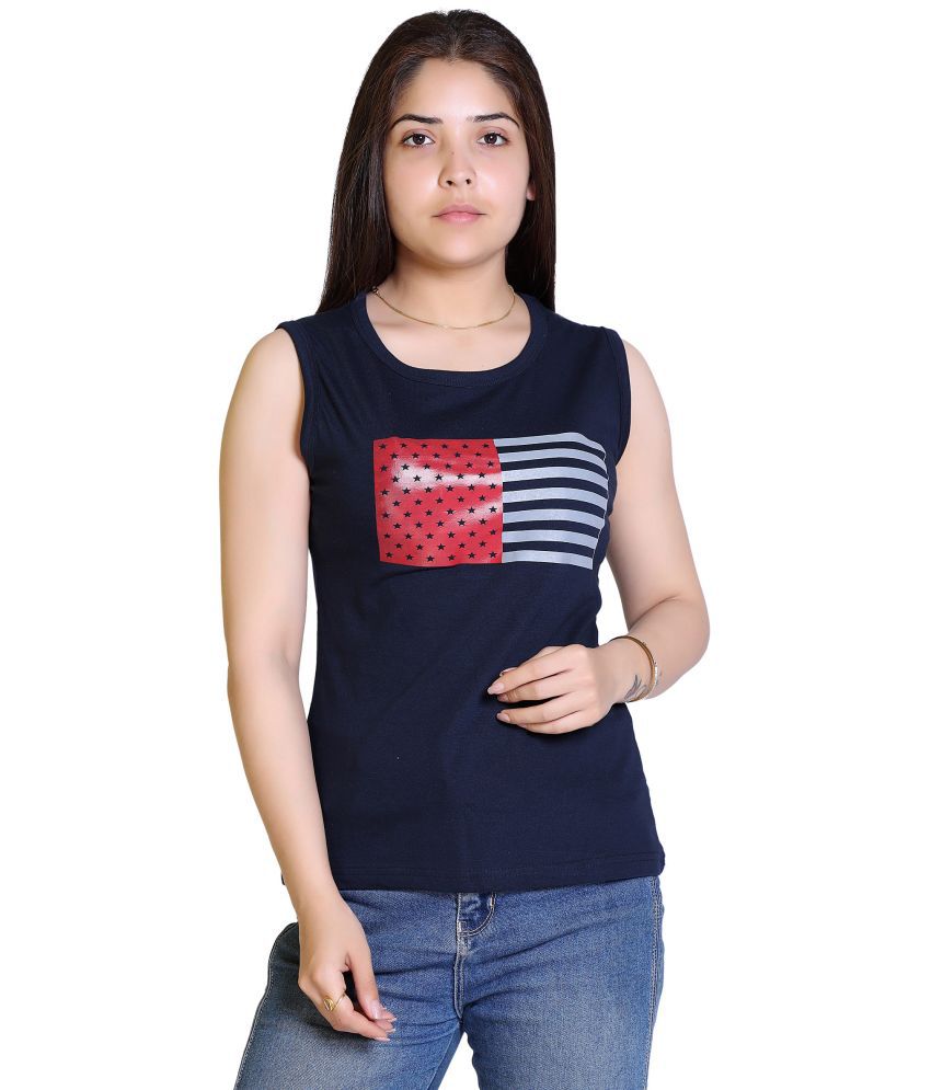     			Ogarti - Navy Cotton Blend Regular Fit Women's T-Shirt ( Pack of 1 )