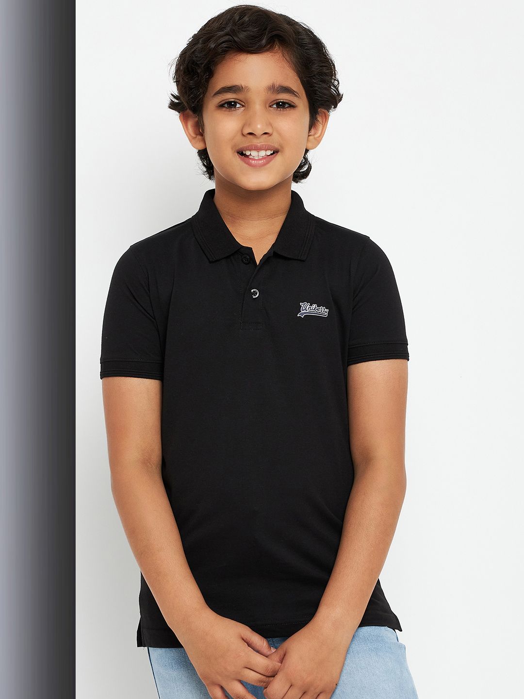     			UNIBERRY Pack of 1 Boys Cotton Blend Polo T-Shirt ( Black )