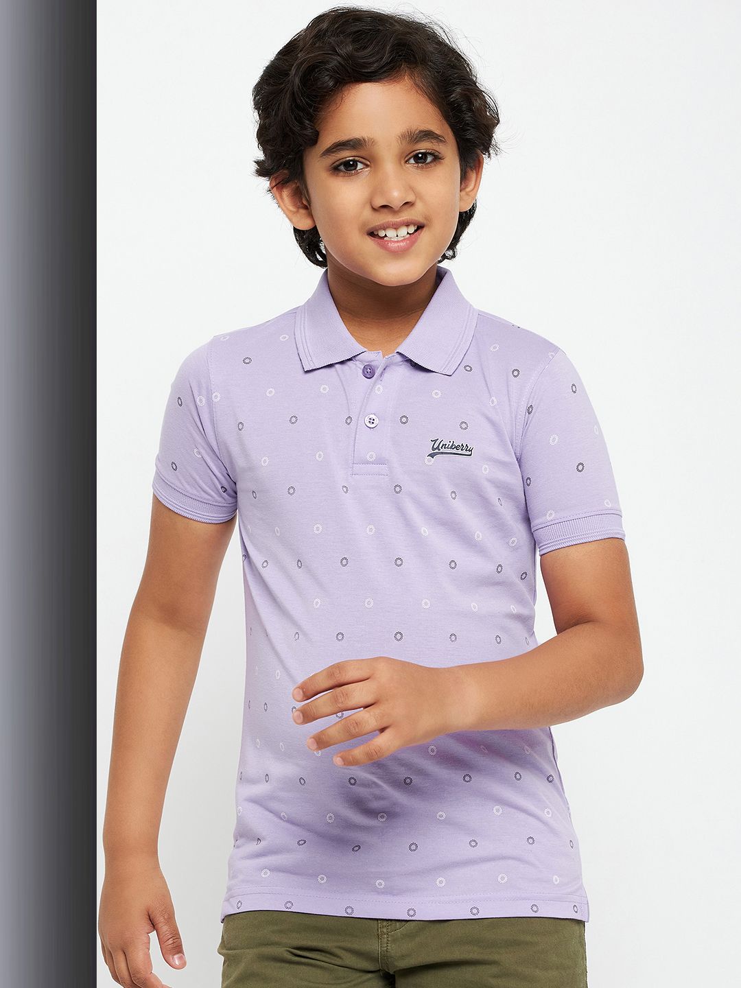     			UNIBERRY - Lavender Cotton Blend Boy's Polo T-Shirt ( Pack of 1 )