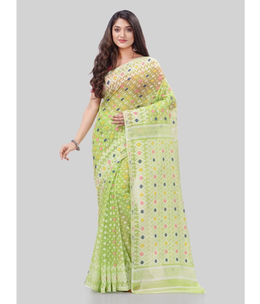     			Desh Bidesh - Green Cotton Saree Without Blouse Piece ( Pack of 1 )