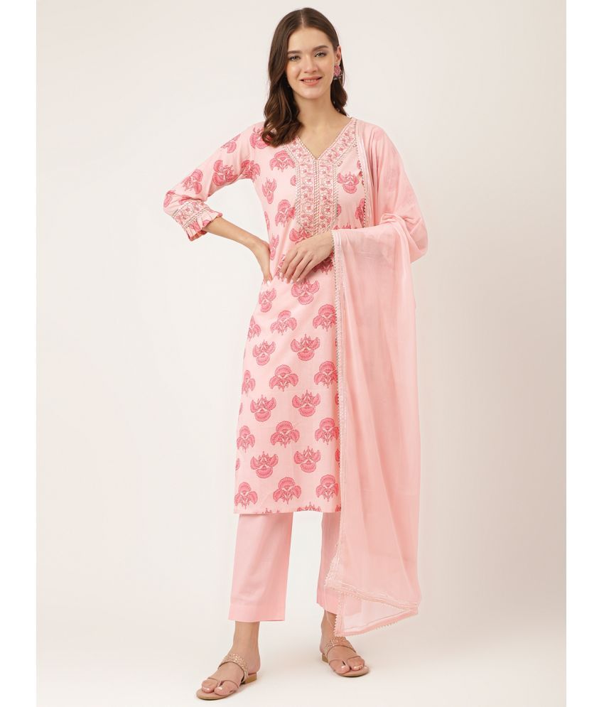     			Divena - Pink Straight Cotton Women's Stitched Salwar Suit ( Pack of 1 )