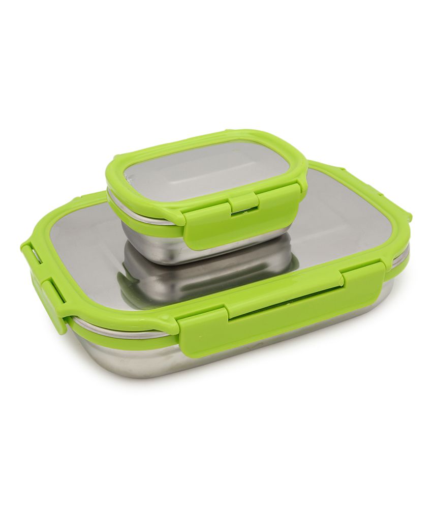     			HOMETALES - Lunch Box With Lid Stainless Steel Lunch Box 2 - Container ( Pack of 1 )
