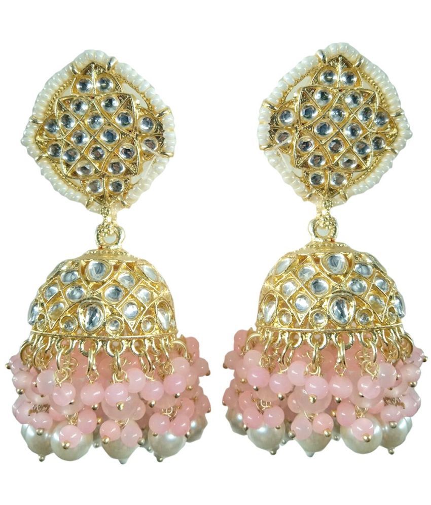     			Jiyanshi fashion Light Pink Jhumki Earrings ( Pack of 1 )