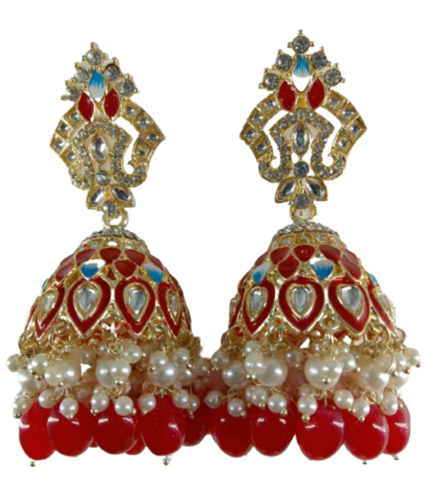     			Jiyanshi fashion - Red Jhumki Earrings ( Pack of 1 )