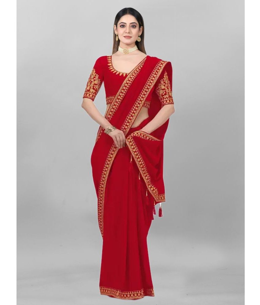     			Apnisha - Red Silk Saree With Blouse Piece ( Pack of 1 )