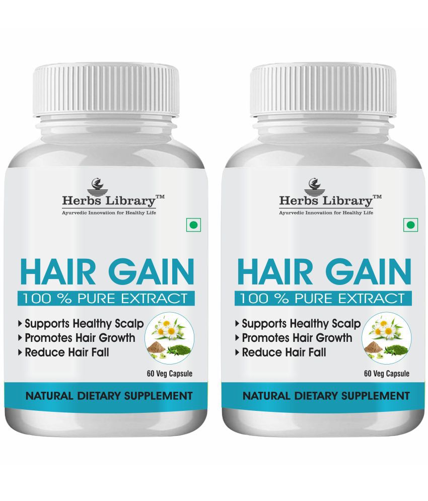     			Herbs Library Hair Gain, Herbal Supplement For Hair Growth, 60 Capsules Each (Pack of 2)