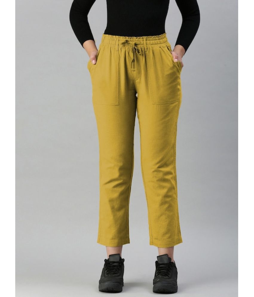     			IVOC - Yellow Cotton Regular Women's Casual Pants ( Pack of 1 )