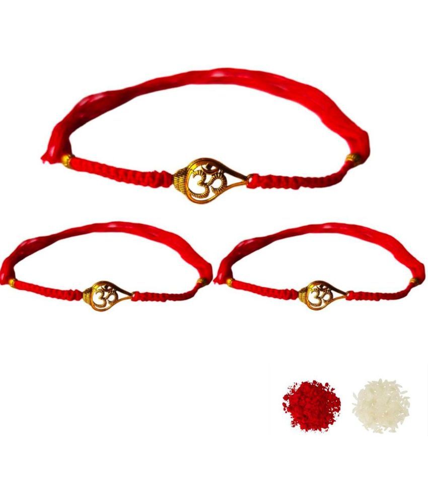     			THRIFTKART Rakhi Set Multicolour 3PC OM Shankh Design Rakhi Pack of 3