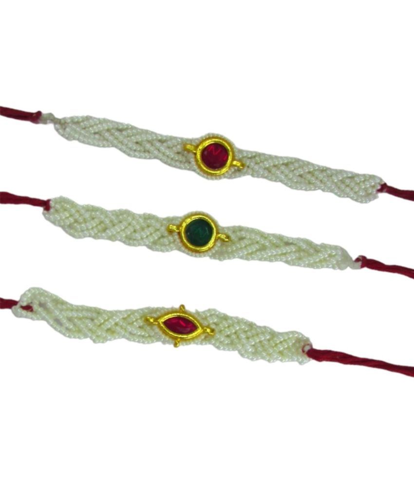     			THRIFTKART Rakhi Set Multicolour Pearl Belt Heavy Design Rakhi COMBO Pack of 3