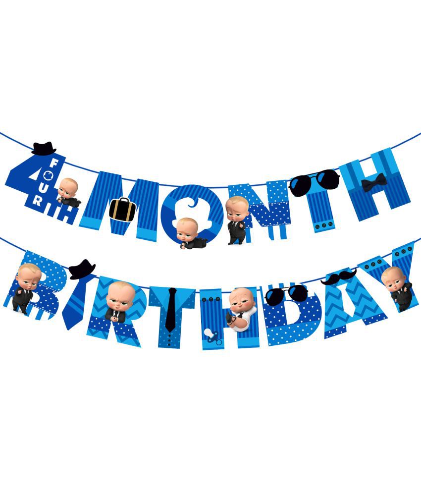     			Zyozi 4th month birthday decorations for boy /4th month baby photoshoot items /4th month baby boy photoshoot props /4th months banner/4th month birthday decoration set /4 Month Birthday Banner