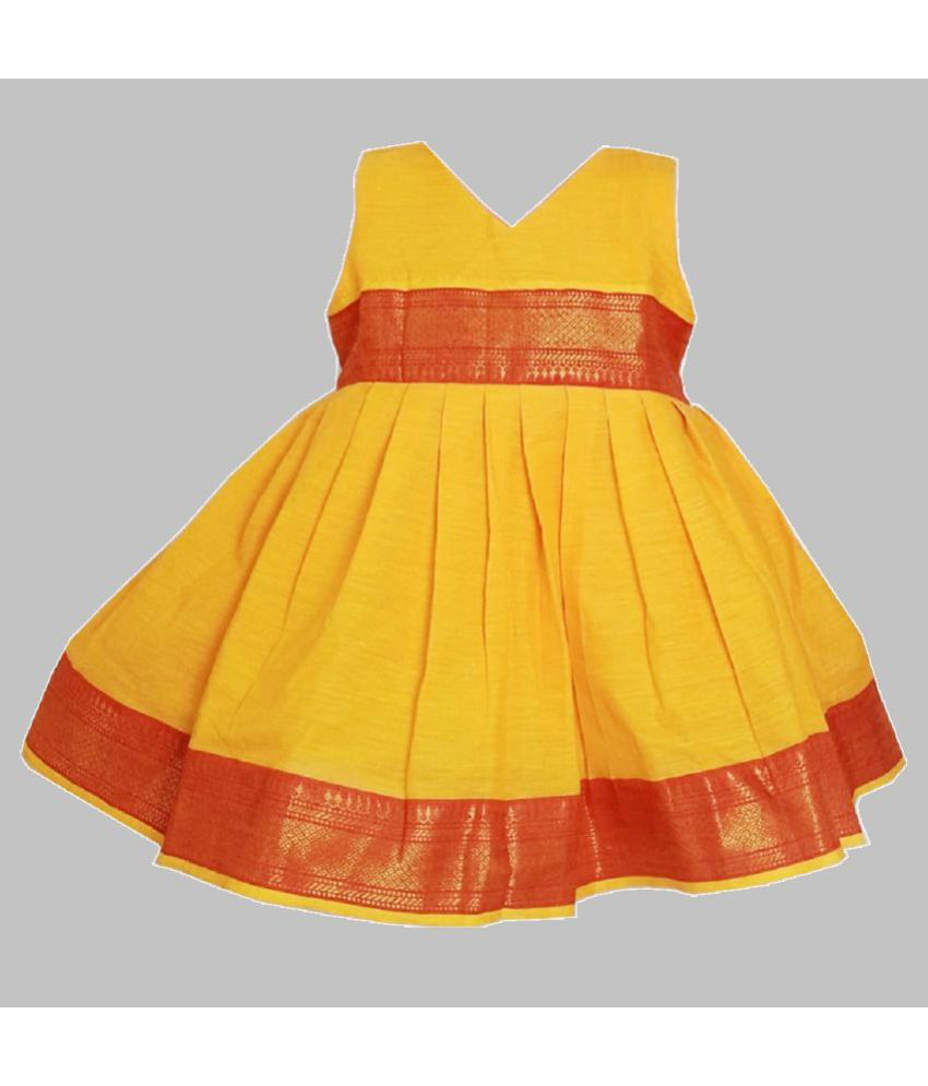     			harshvardhanmart.com - Yellow Cotton Girls Frock ( Pack of 1 )