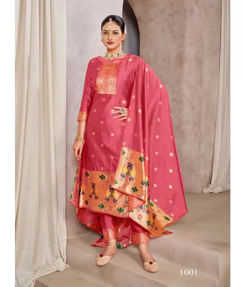 Buy online Printed Churidaar Unstitched Suit from Suits & Dress material  for Women by Blissta for ₹940 at 72% off | 2024 Limeroad.com