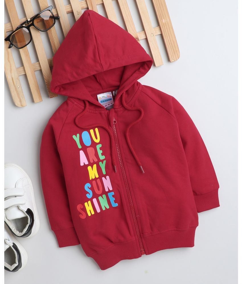     			BUMZEE Red Girls Full Sleeves Hooded Sweatshirt Age - 6-12 Months