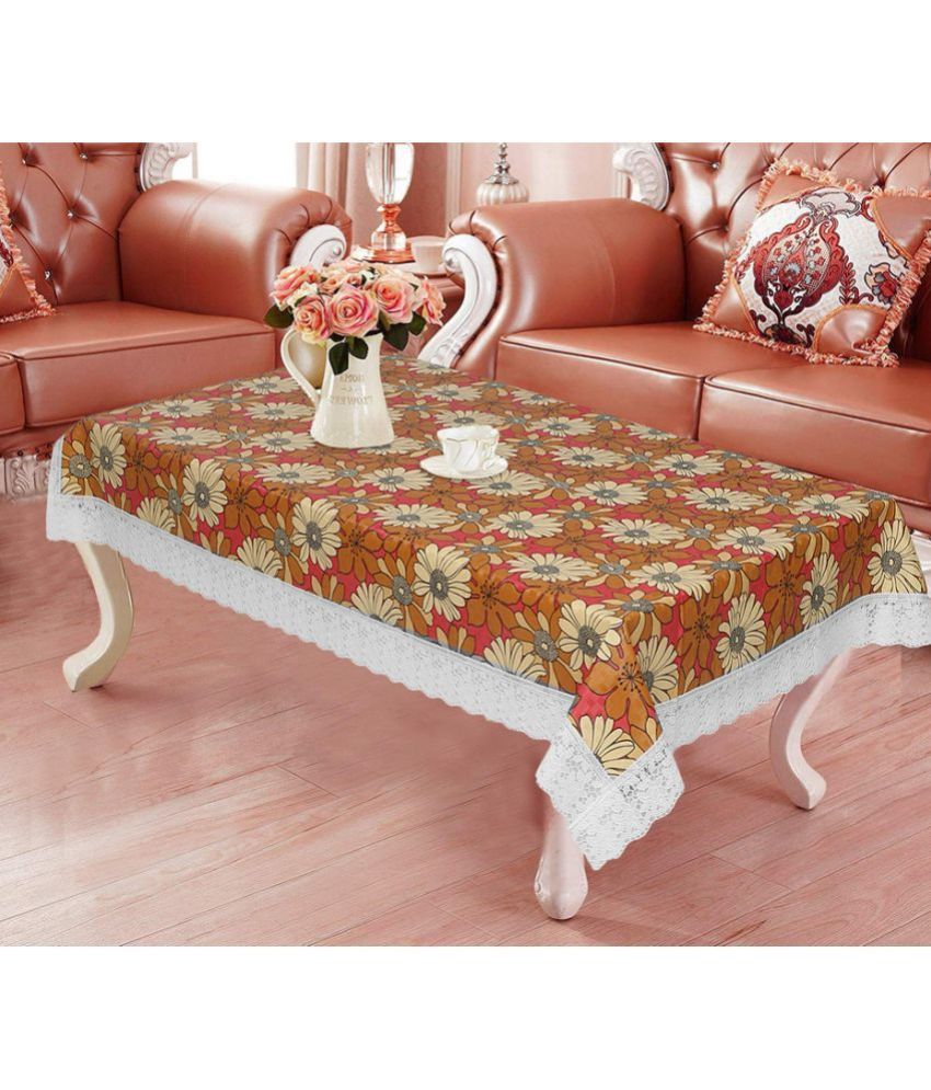     			HOMETALES Printed PVC 4 Seater Rectangle Table Cover ( 150 x 92 ) cm Pack of 1 Red