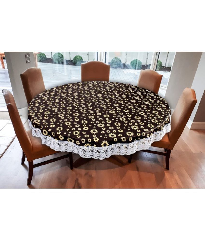     			HOMETALES Printed PVC 4 Seater Round Table Cover ( 152 x 152 ) cm Pack of 1 Brown