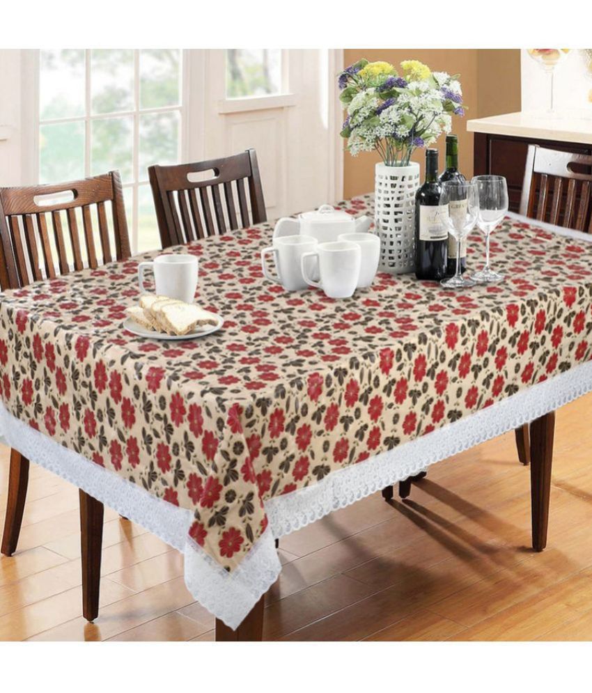     			HOMETALES Printed PVC 6 Seater Rectangle Table Cover ( 228 x 152 ) cm Pack of 1 Beige