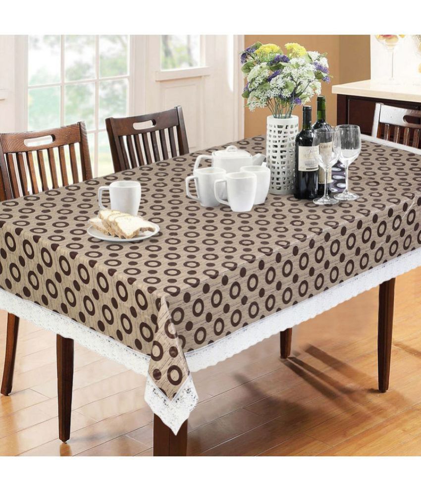     			HOMETALES Printed PVC 6 Seater Rectangle Table Cover ( 228 x 152 ) cm Pack of 1 Beige