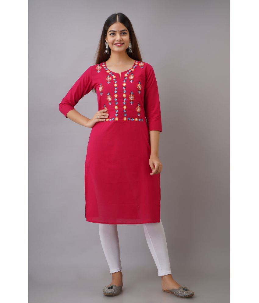     			KSHARAA - Pink Cotton Women's Straight Kurti ( Pack of 1 )