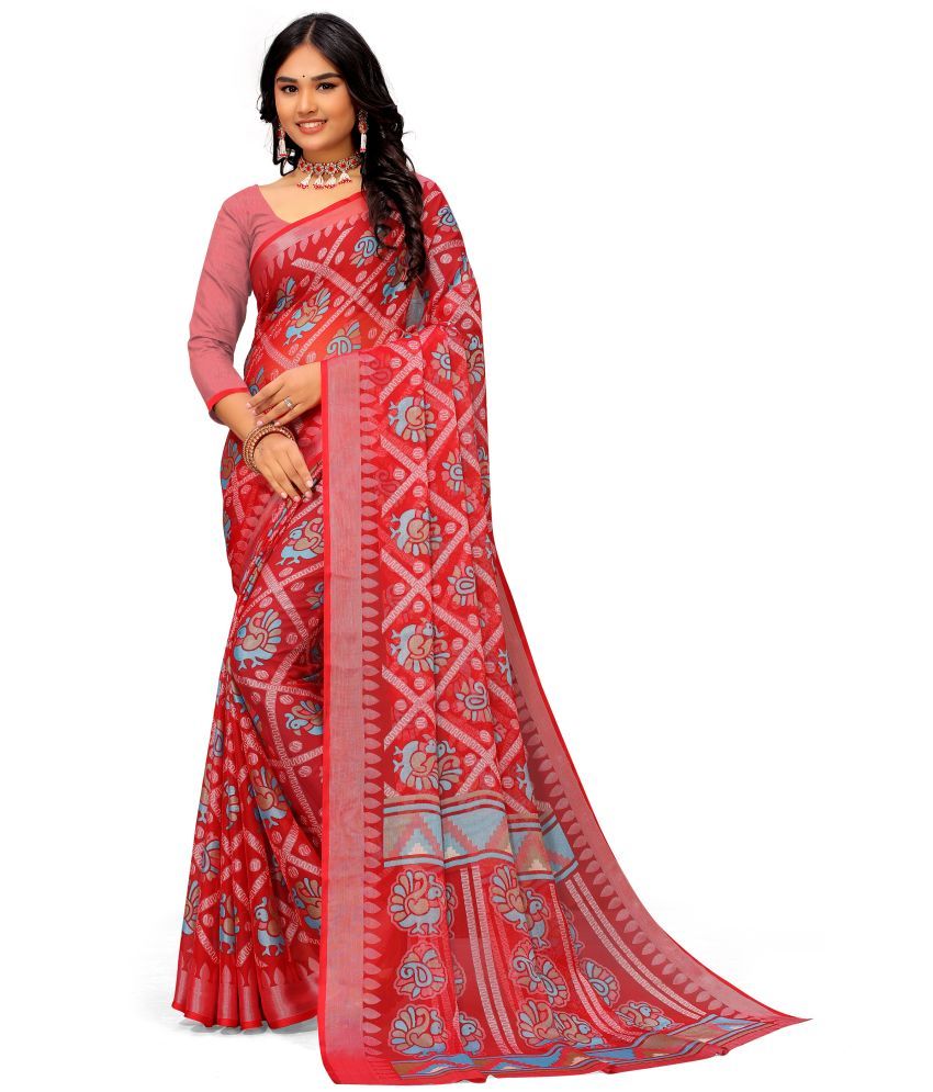     			Sanwariya Silks - Red Brasso Saree With Blouse Piece ( Pack of 1 )