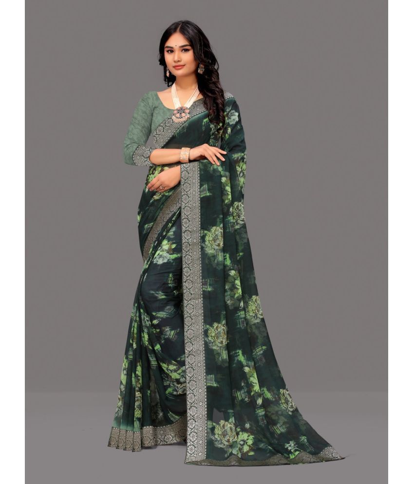     			Sitanjali - Green Georgette Saree With Blouse Piece ( Pack of 1 )