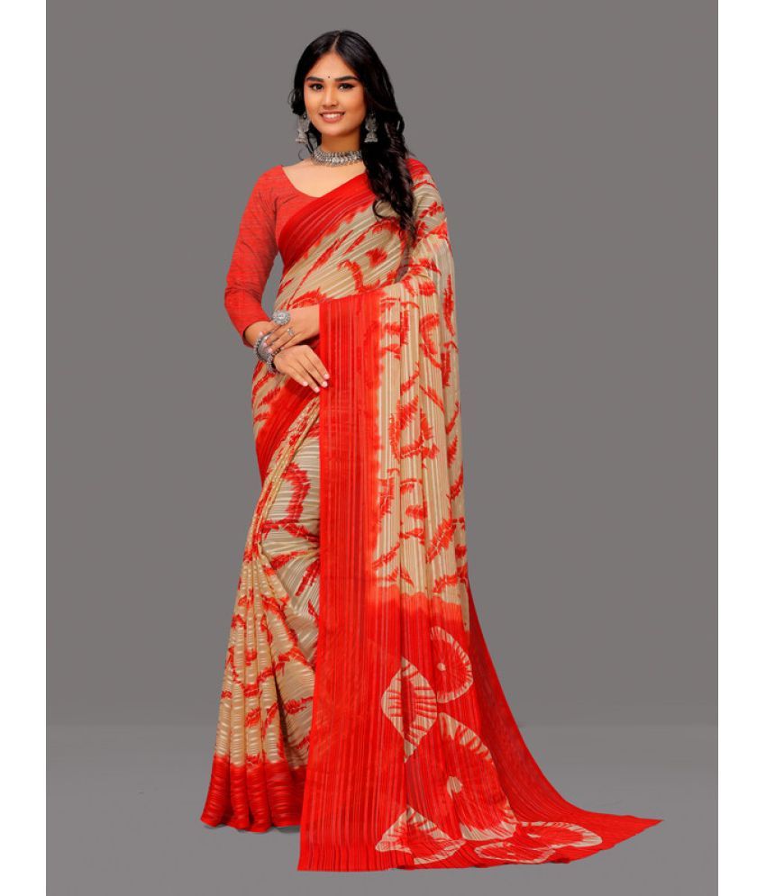     			Sitanjali Lifestyle - Red Georgette Saree With Blouse Piece ( Pack of 1 )