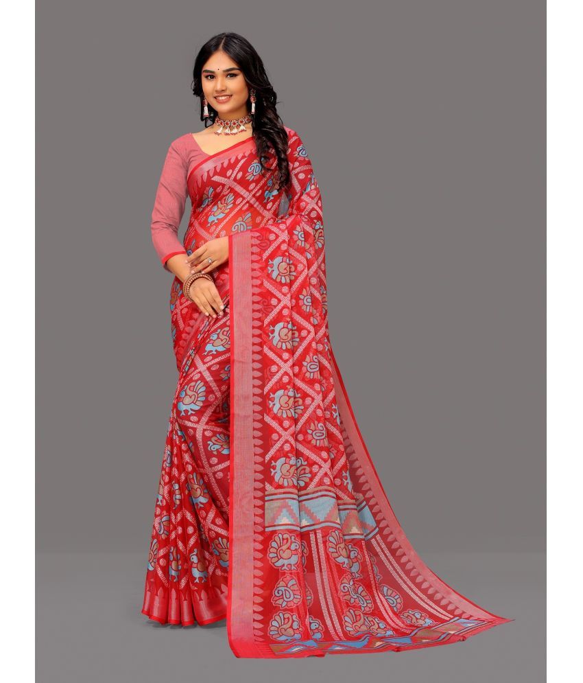     			Sitanjali - Red Brasso Saree With Blouse Piece ( Pack of 1 )