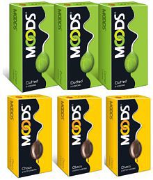 MOODS Dotted 12'sX3 + Choco 12'sX3 Condom��(Set of 6, 72 Sheets)