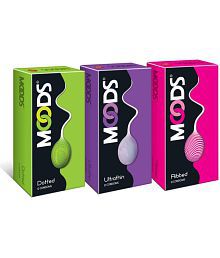 Moods Dotted,Ultrathin,Ribbed Condom 12's Pack of 3