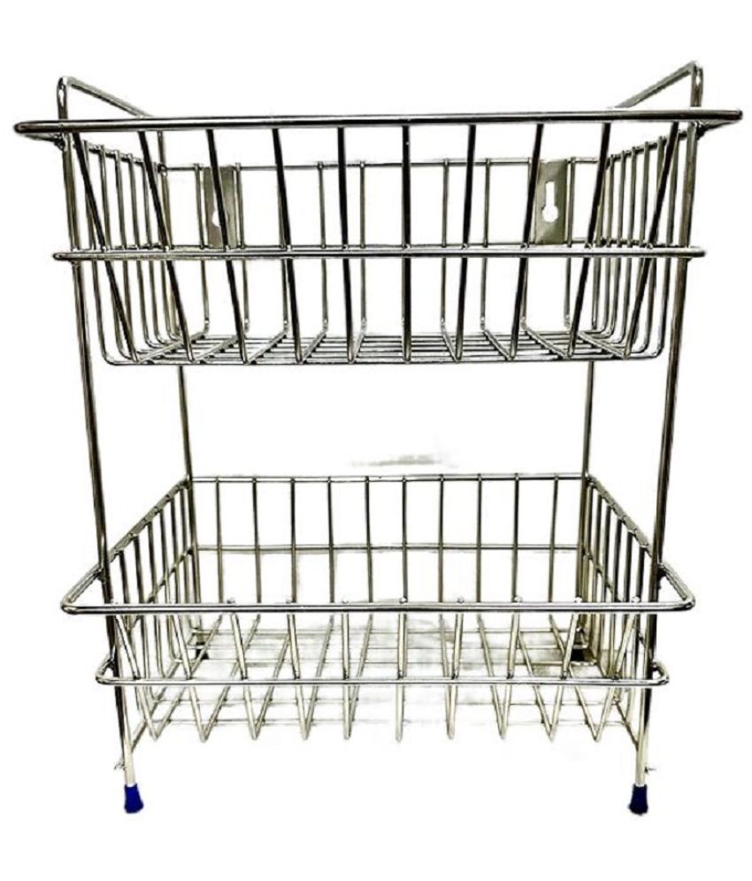     			Dynore - Silver Stainless Steel Storage Rack ( Pack of 1 )