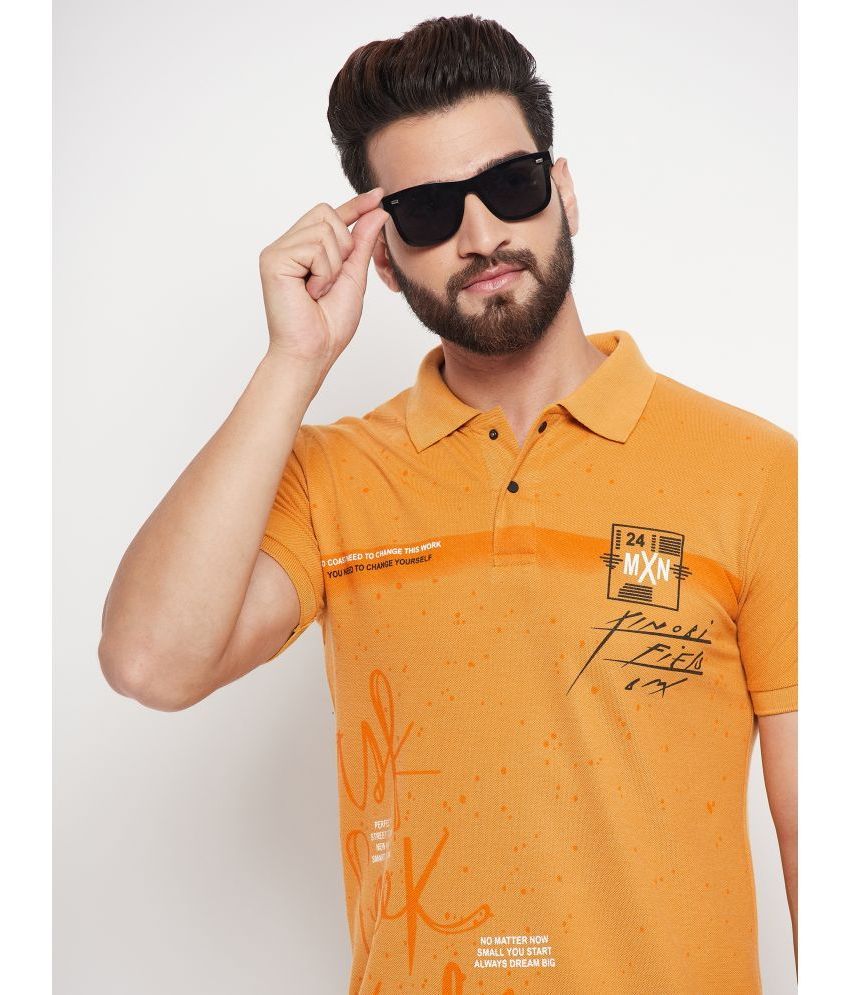     			MXN Pack of 1 Cotton Blend Regular Fit Printed Half Sleeves Men's Polo T Shirt ( Mustard )