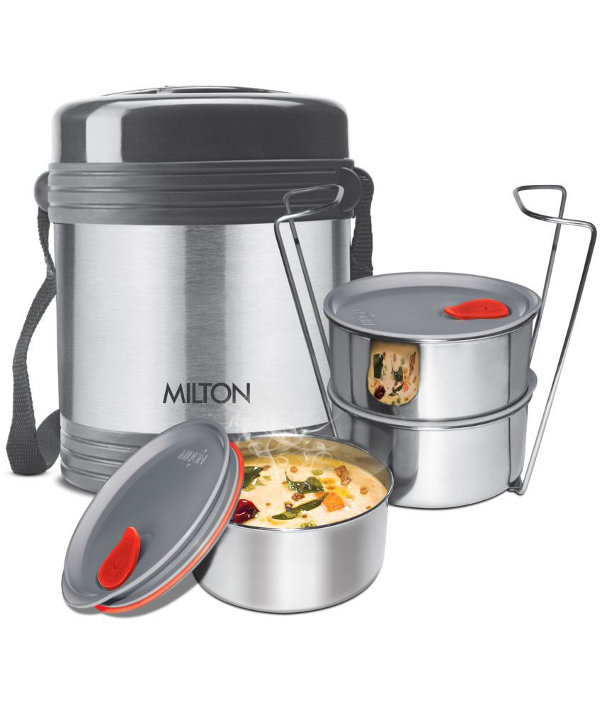     			MILTON Legend Deluxe 3 Insulated Tiffin Box 3 Stainless Steel Containers 200 ml Each Silver